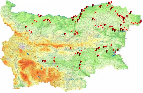 Карта на обектите, обработвани в България